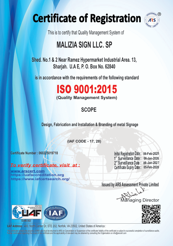 ISO 9001 certificate